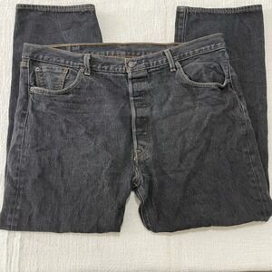 Levis Jeans Men's 42x32 Black 501 XX Denim Button Fly Casual Straight Adult